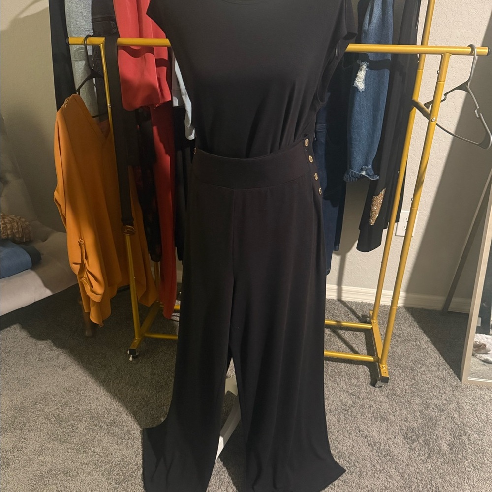 Halston Heritage Black Wide-Leg Pants with Top